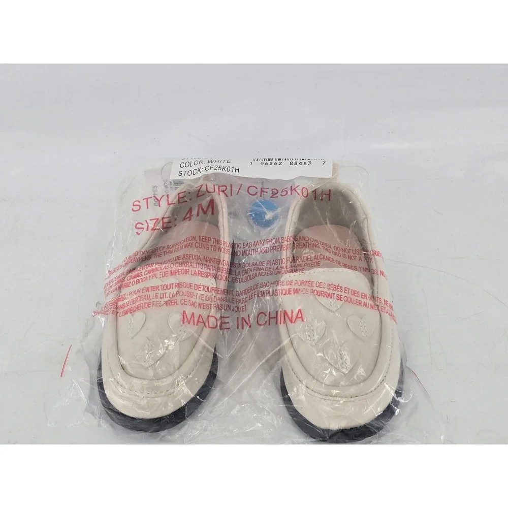 2 pairs - Carter's Zuri Loafer Flats Toddler Girl Size‎ 4 White Heart Applique